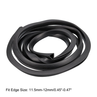 Harfington Uxcell U Channel Edge Trim, 8.2ft Length Rubber Guard Seal Strip Edge Protector Flat Fit for 11.5-12mm Edge, (5/8" W x 9/16" H) Black