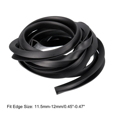 Harfington Uxcell U Channel Edge Trim, 11.5ft Length Rubber Guard Seal Strip Edge Protector Flat Fit for 11.5-12mm Edge, (5/8" W x 9/16" H) Black