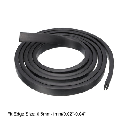 Harfington Uxcell U Channel Edge Trim, 4.9ft Length Rubber Guard Seal Strip Edge Protector Flat Fit for 0.5-1mm Edge, (13/64" W x 15/32" H) Black