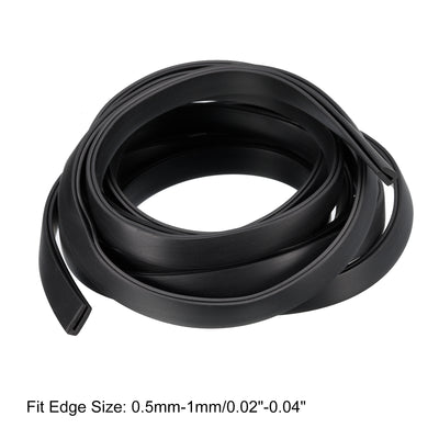 Harfington Uxcell U Channel Edge Trim, 8.2ft Length Rubber Guard Seal Strip Edge Protector Flat Fit for 0.5-1mm Edge, (13/64" W x 15/32" H) Black