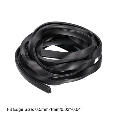 Harfington Uxcell U Channel Edge Trim, 11.5ft Length Rubber Guard Seal Strip Edge Protector Flat Fit for 0.5-1mm Edge, (13/64" W x 15/32" H) Black