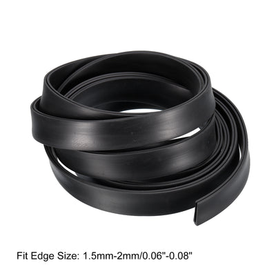 Harfington Uxcell U Channel Edge Trim, 8.2ft Length Rubber Guard Seal Strip Edge Protector Flat Fit for 1.5-2mm Edge, (15/64" W x 25/32" H) Black