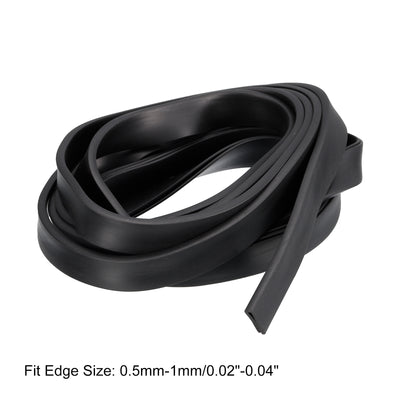 Harfington Uxcell U Channel Edge Trim, 8.2ft Length Rubber Guard Seal Strip Edge Protector Flat Fit for 0.5-1mm Edge, (5/32" W x 43/64" H) Black