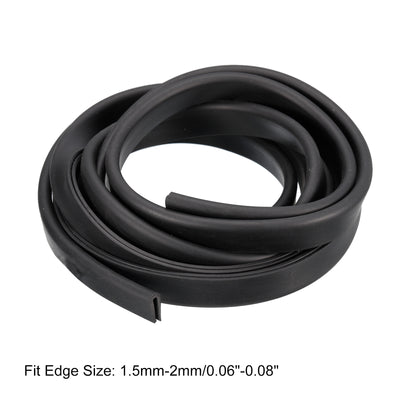 Harfington Uxcell U Channel Edge Trim, 8.2ft Length Rubber Guard Seal Strip Edge Protector Fit for 1.5-2mm Edge, (15/64" W x 19/32" H) Black