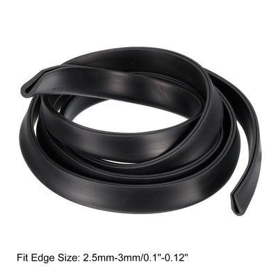 Harfington Uxcell U Channel Edge Trim, 4.9ft Length Rubber Guard Seal Strip Edge Protector Fit for 2.5-3mm Edge, (5/16" W x 23/32" H) Black