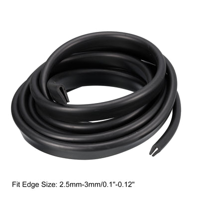 Harfington Uxcell U Channel Edge Trim, 8.2ft Length Rubber Guard Seal Strip Edge Protector Fit for 2.5-3mm Edge, (5/16" W x 23/32" H) Black