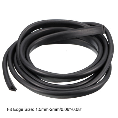 Harfington Uxcell U Channel Edge Trim, 8.2ft Length Rubber Guard Seal Strip Edge Protector Fit for 1.5-2mm Edge, (5/16" W x 19/32" H) Black