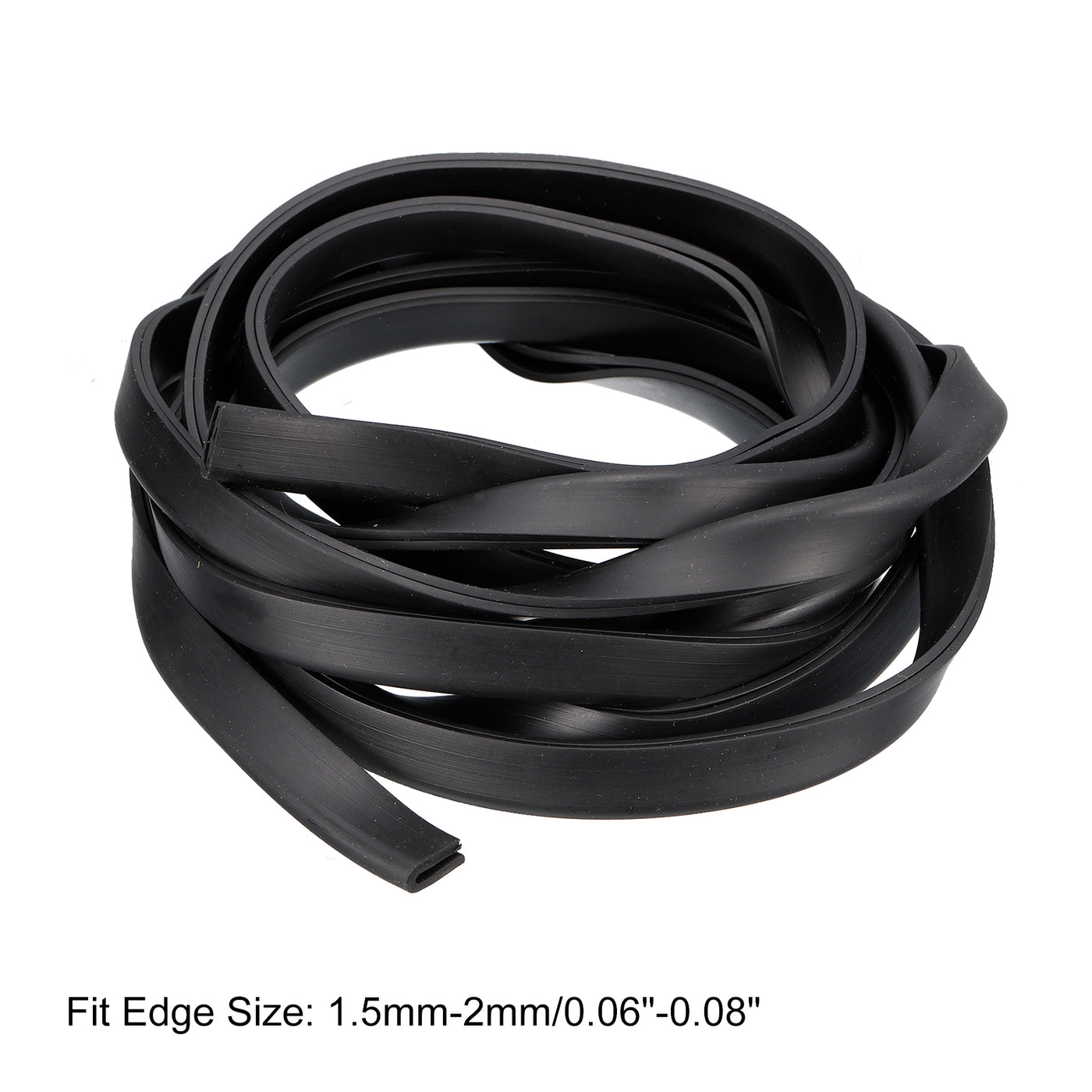 uxcell Uxcell U Channel Edge Trim, 8.2ft Length Rubber Guard Seal Strip Edge Protector Fit for 1.5-2mm Edge, (13/64" W x 7/16" H) Black