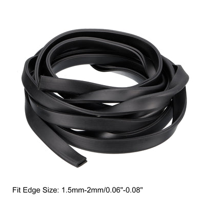 Harfington Uxcell U Channel Edge Trim, 8.2ft Length Rubber Guard Seal Strip Edge Protector Fit for 1.5-2mm Edge, (13/64" W x 7/16" H) Black