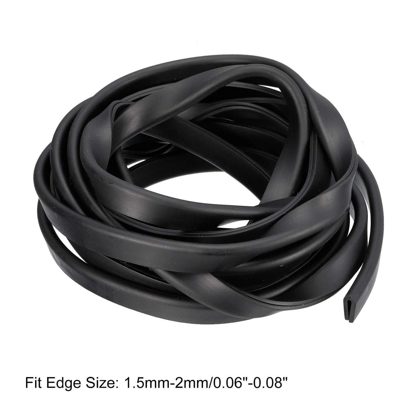 uxcell Uxcell U Channel Edge Trim, 11.5ft Length Rubber Guard Seal Strip Edge Protector Fit for 1.5-2mm Edge, (13/64" W x 7/16" H) Black