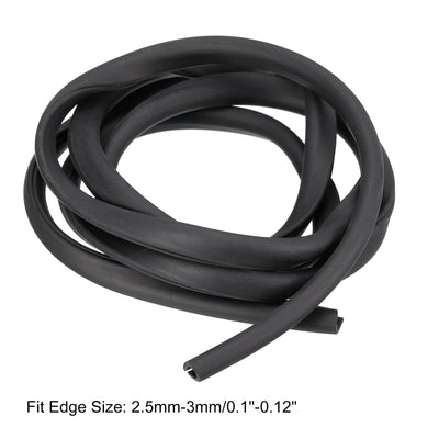 Harfington Uxcell U Channel Edge Trim, 4.9ft Length Rubber Guard Seal Strip Edge Protector Fit for 2.5-3mm Edge, (9/32" W x 25/64" H) Black