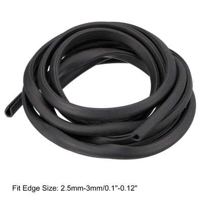 Harfington Uxcell U Channel Edge Trim, 8.2ft Length Rubber Guard Seal Strip Edge Protector Fit for 2.5-3mm Edge, (9/32" W x 25/64" H) Black