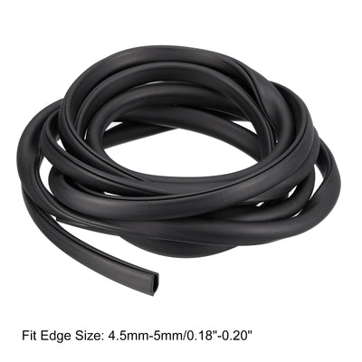 Harfington Uxcell U Channel Edge Trim, 8.2ft Length Rubber Guard Seal Strip Edge Protector Fit for 4.5-5mm Edge, (23/64" W x 15/32" H) Black