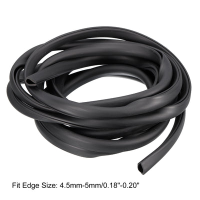 Harfington Uxcell U Channel Edge Trim, 11.5ft Length Rubber Guard Seal Strip Edge Protector Fit for 4.5-5mm Edge, (23/64" W x 15/32" H) Black