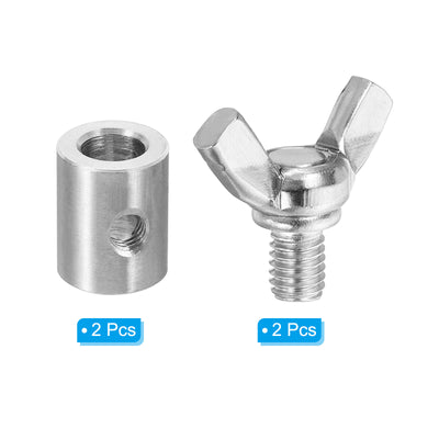 Harfington 9mm Hand Screw Clamp, 2Pcs Single Hole Wire Fasteners Butterfly Screws, Silver