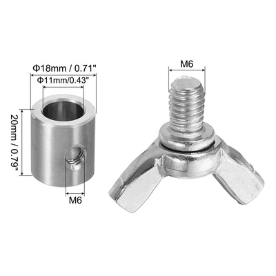 Harfington 11mm Hand Screw Clamp, 2Pcs Single Hole Wire Fasteners Butterfly Screws, Silver