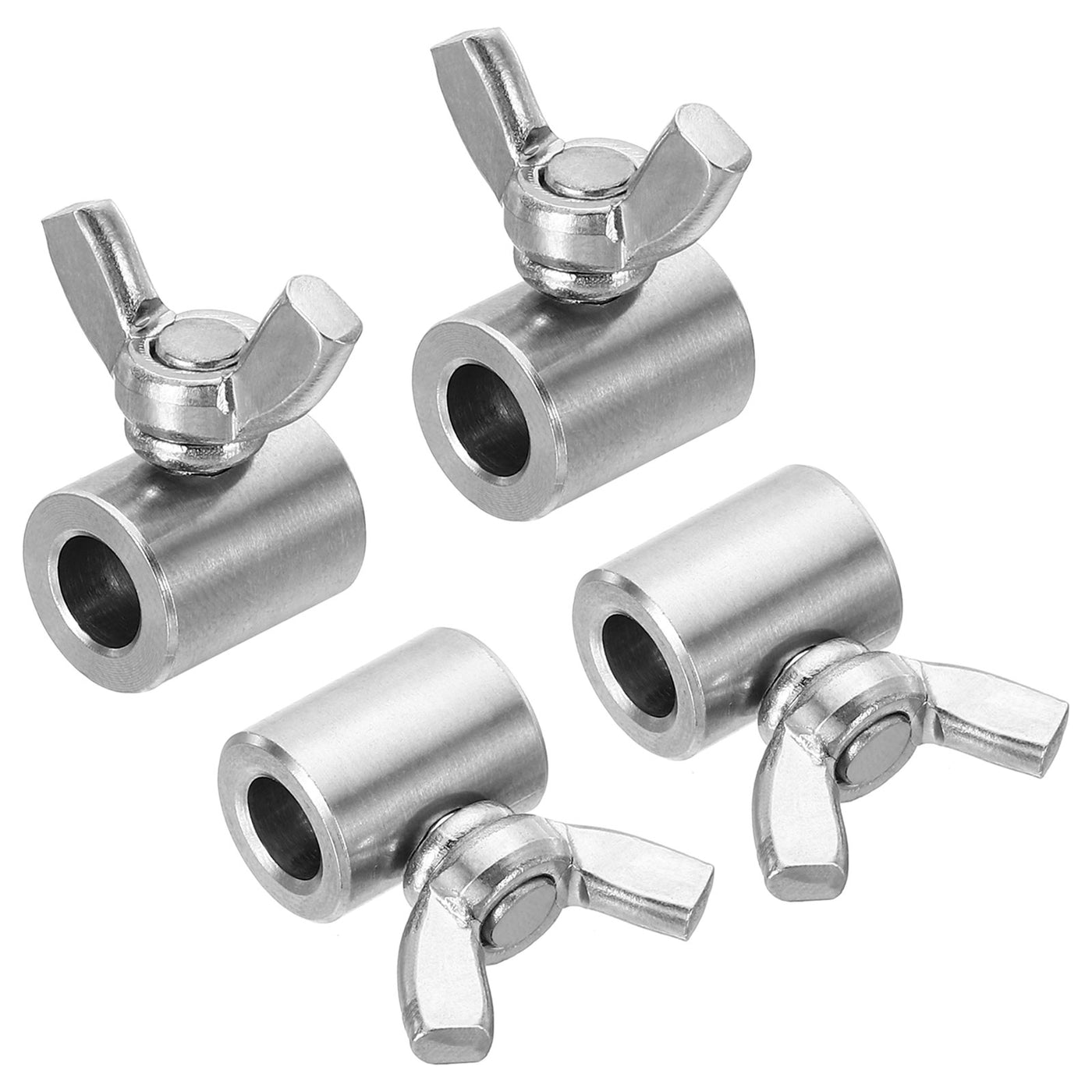 Harfington 6mm Hand Screw Clamp, 4Pcs Single Hole Wire Fasteners Butterfly Screws, Silver