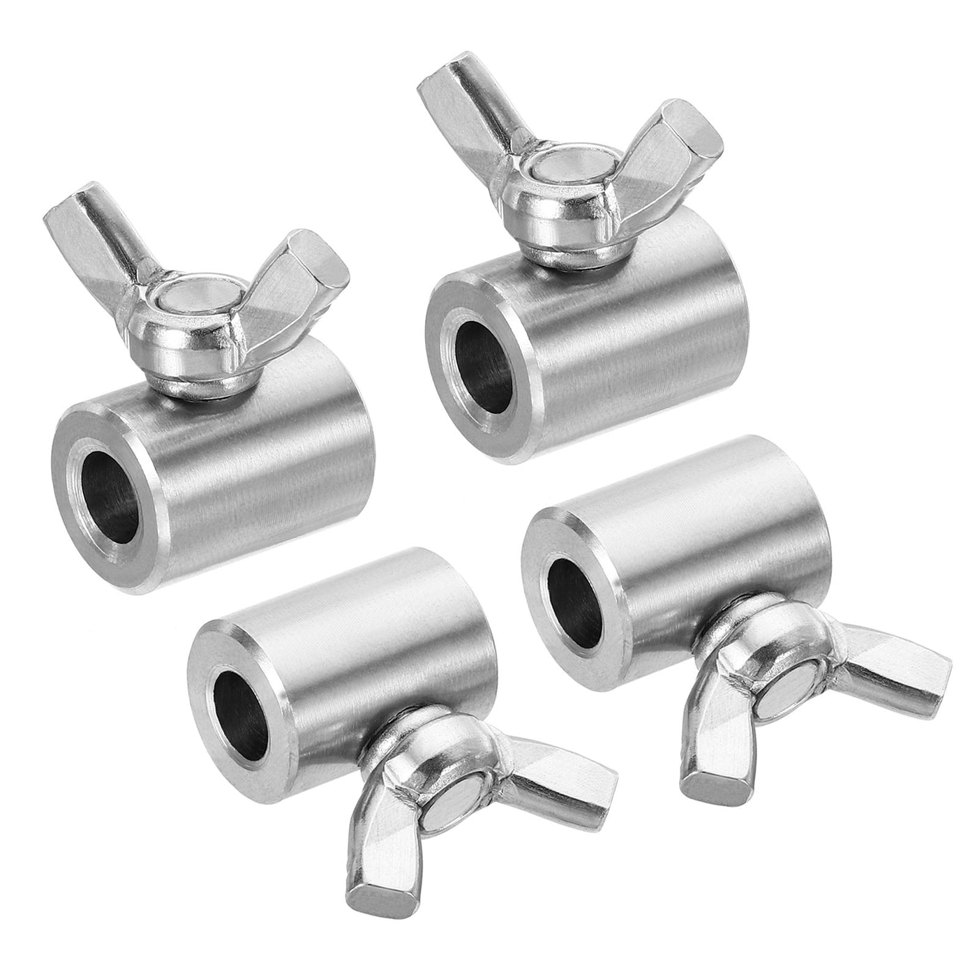 Harfington 7mm Hand Screw Clamp, 4Pcs Single Hole Wire Fasteners Butterfly Screws, Silver