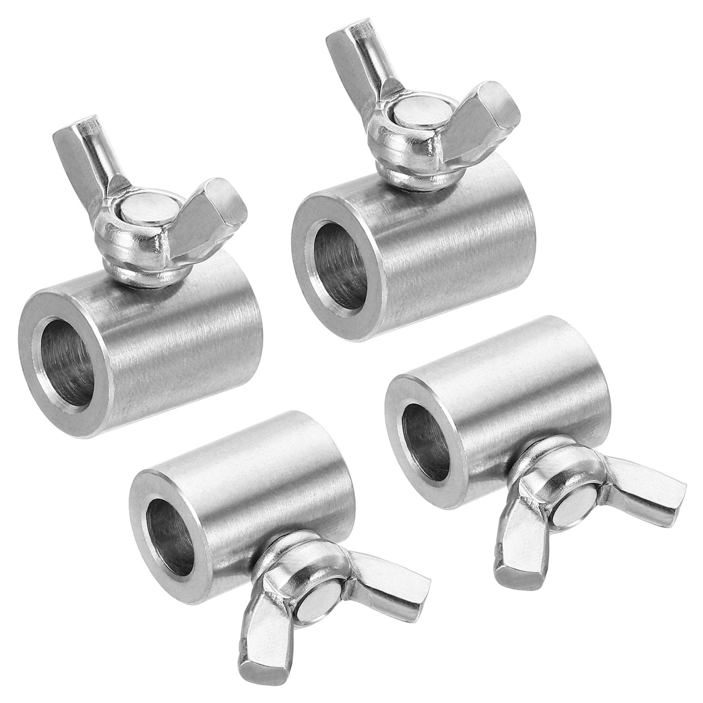 Harfington 9mm Hand Screw Clamp, 4Pcs Single Hole Wire Fasteners Butterfly Screws, Silver