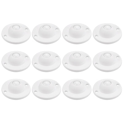 Harfington Uxcell 12Pcs Adhesive Mini Caster Wheels, Swivel Universal Caster 360 Degree Rotation Sticky Pulleys for Bins, Storage Boxes, Furniture, Trash Can (White)