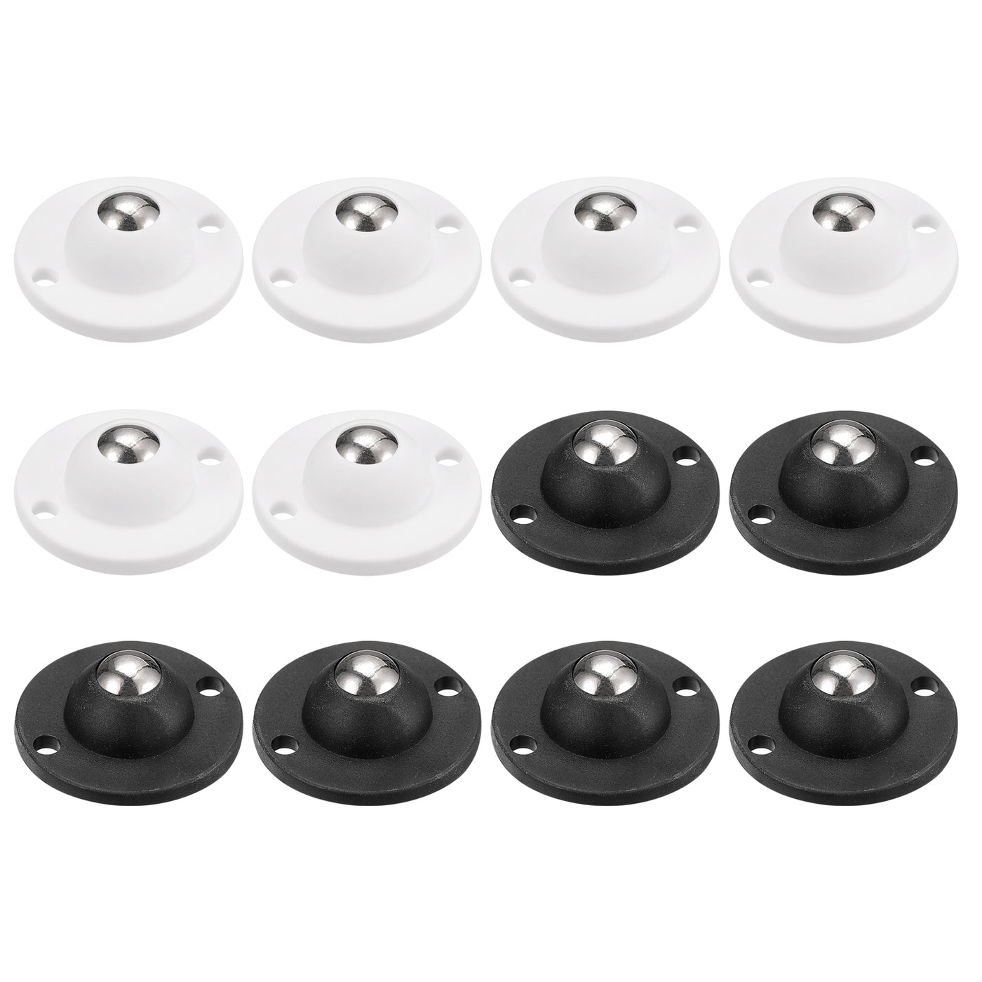 uxcell Uxcell 12Pcs Adhesive Mini Caster Wheels, Swivel Universal Caster 360 Rotation Sticky Pulley for Bins, Storage Boxes, Furniture, Trash Can (White,Black)