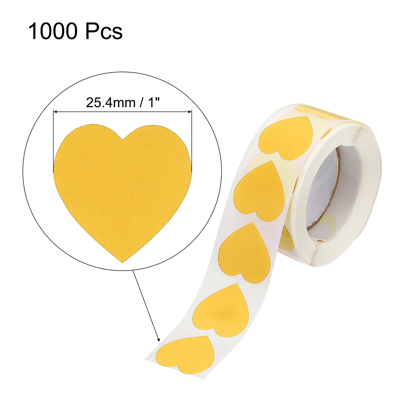 Harfington Heart Sticker 1" Self-Adhesive Love Label Gold 1000 Pcs
