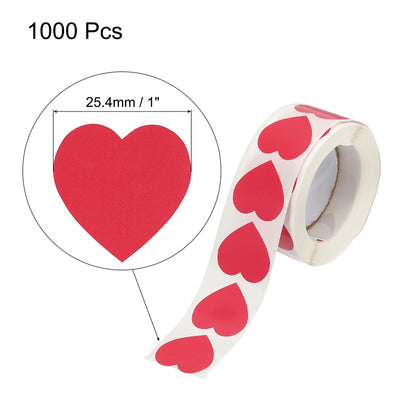 Harfington Heart Sticker 1" Self-Adhesive Love Label Red 1000 Pcs
