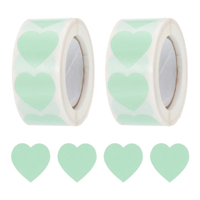 Harfington Heart Sticker 1" Self-Adhesive Love Label Glass Green 1000 Pcs