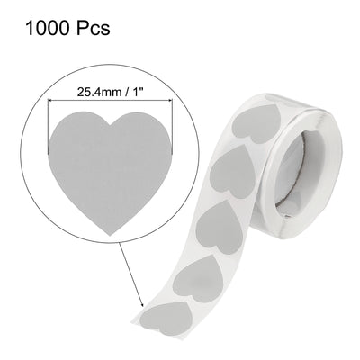 Harfington Heart Sticker 1" Self-Adhesive Love Label Silver Gray 1000 Pcs