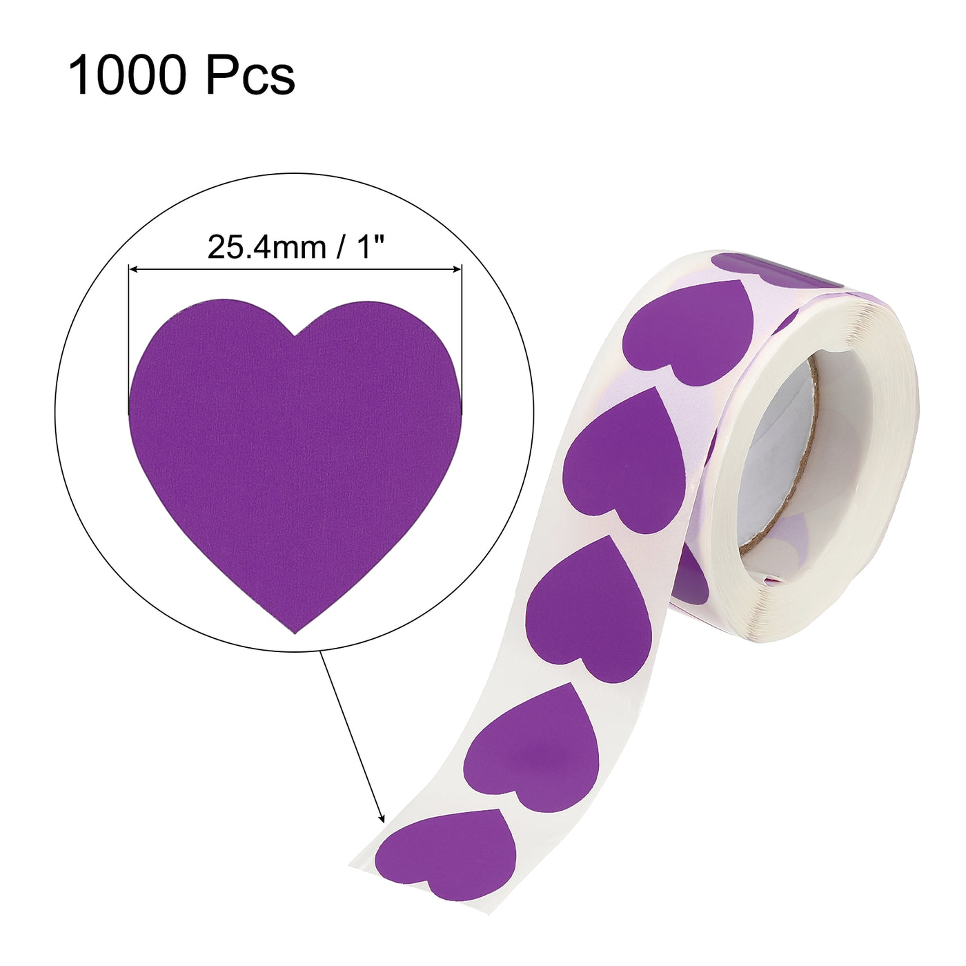 Harfington Heart Sticker 1" Self-Adhesive Love Label Dark Purple 1000 Pcs
