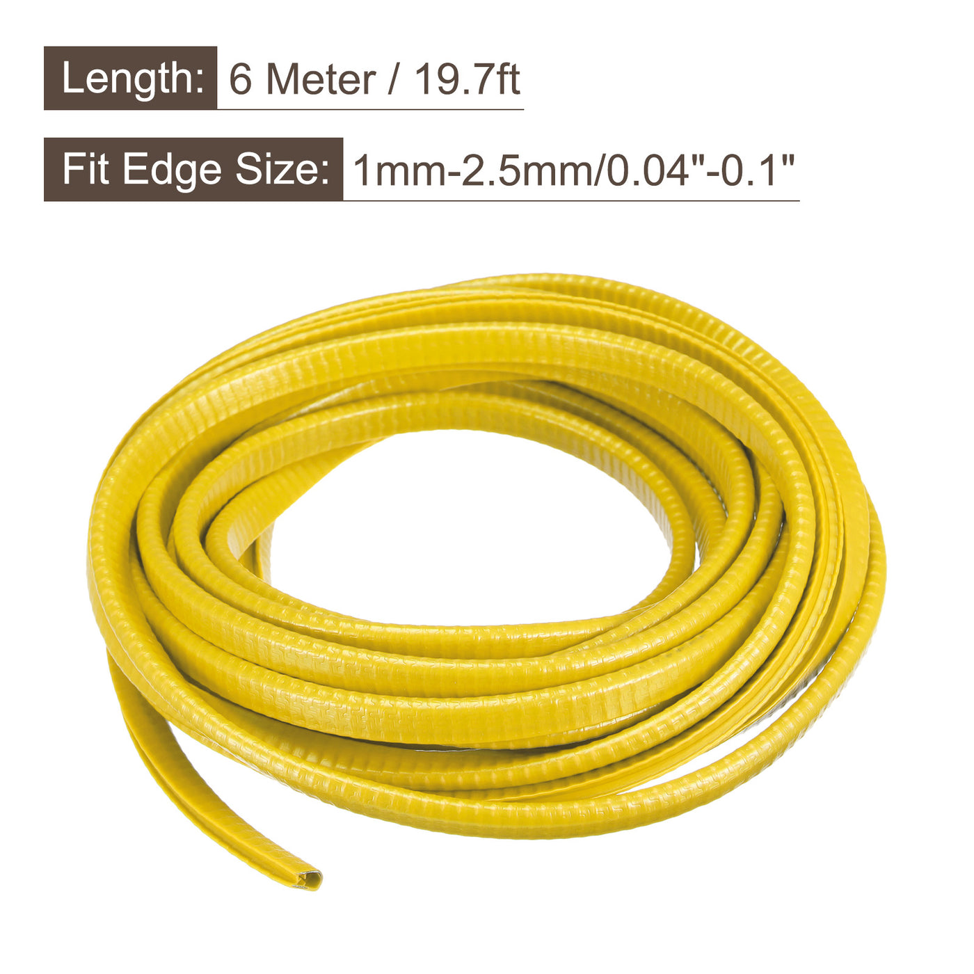 uxcell Uxcell U Channel Edge Trim, 19.7ft Length Rubber Guard Seal Strip Edge Protector Fit for 1-2.5mm Edge, (15/64" W x 25/64" H) Yellow