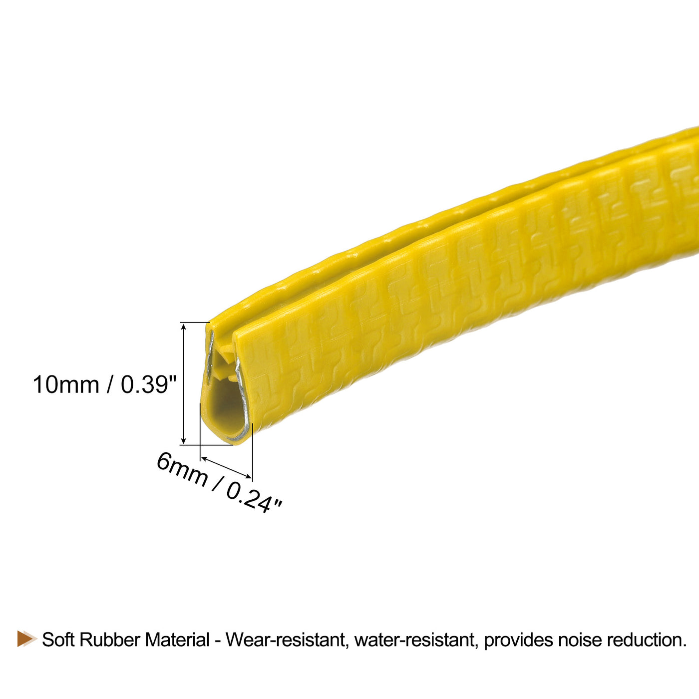 uxcell Uxcell U Channel Edge Trim, 19.7ft Length Rubber Guard Seal Strip Edge Protector Fit for 1-2.5mm Edge, (15/64" W x 25/64" H) Yellow