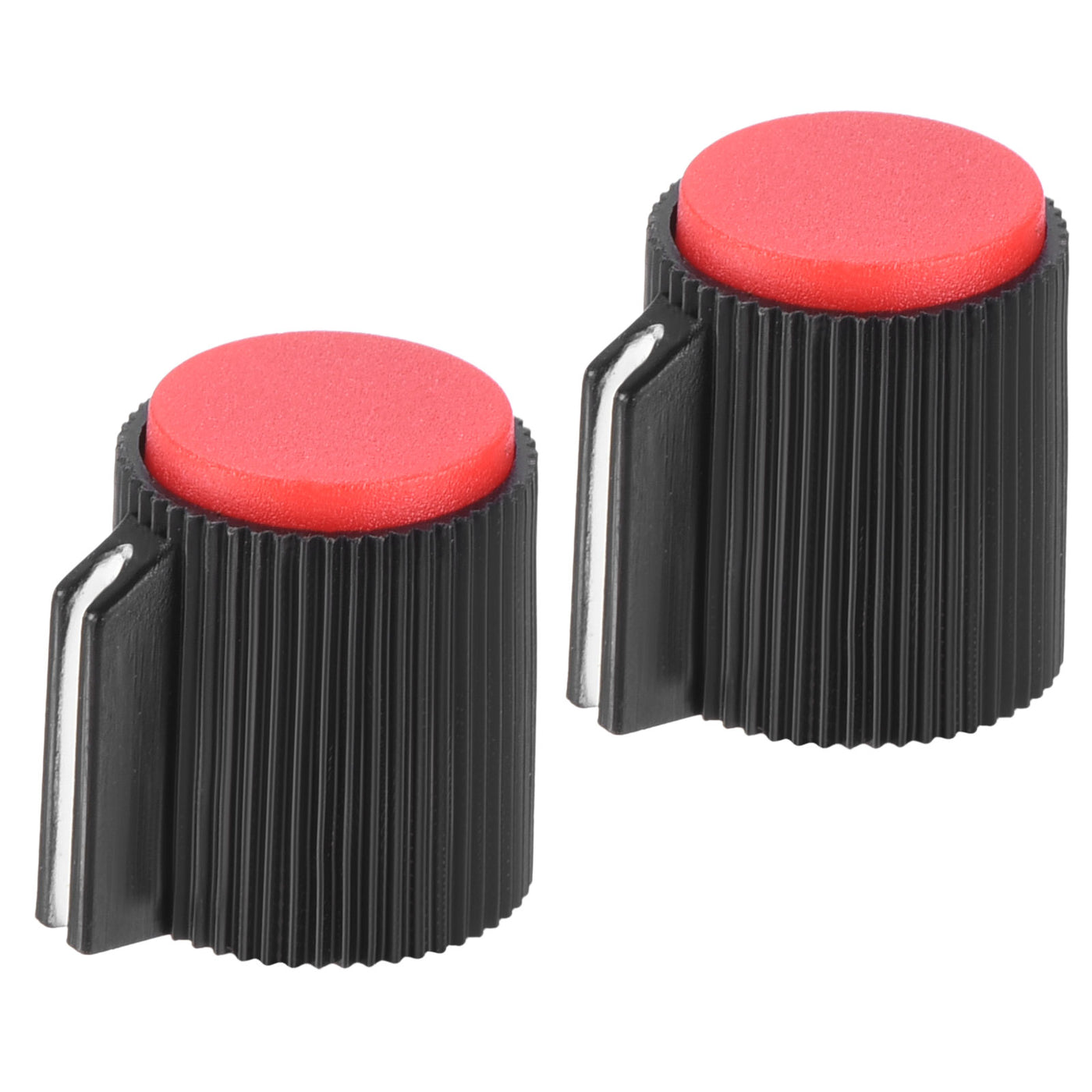 Harfington Potentiometer Knobs Bakelite 13x15.5mm 6mm Hole with 2 Set Screw Black Red 2PCS