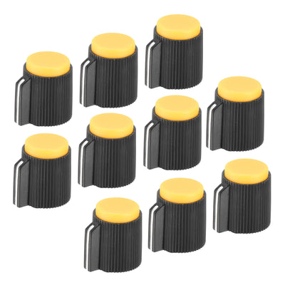 Harfington Potentiometer Knobs Bakelite 13x15.5mm 6mm with 10 Set Screw Black Yellow 10PCS