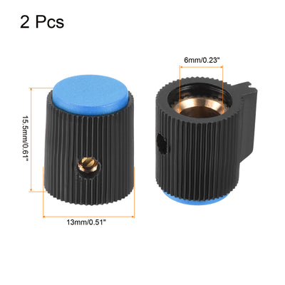 Harfington Potentiometer Knobs Bakelite 13x15.5mm 6mm Hole with 2pcs Screws Black Blue 2PCS