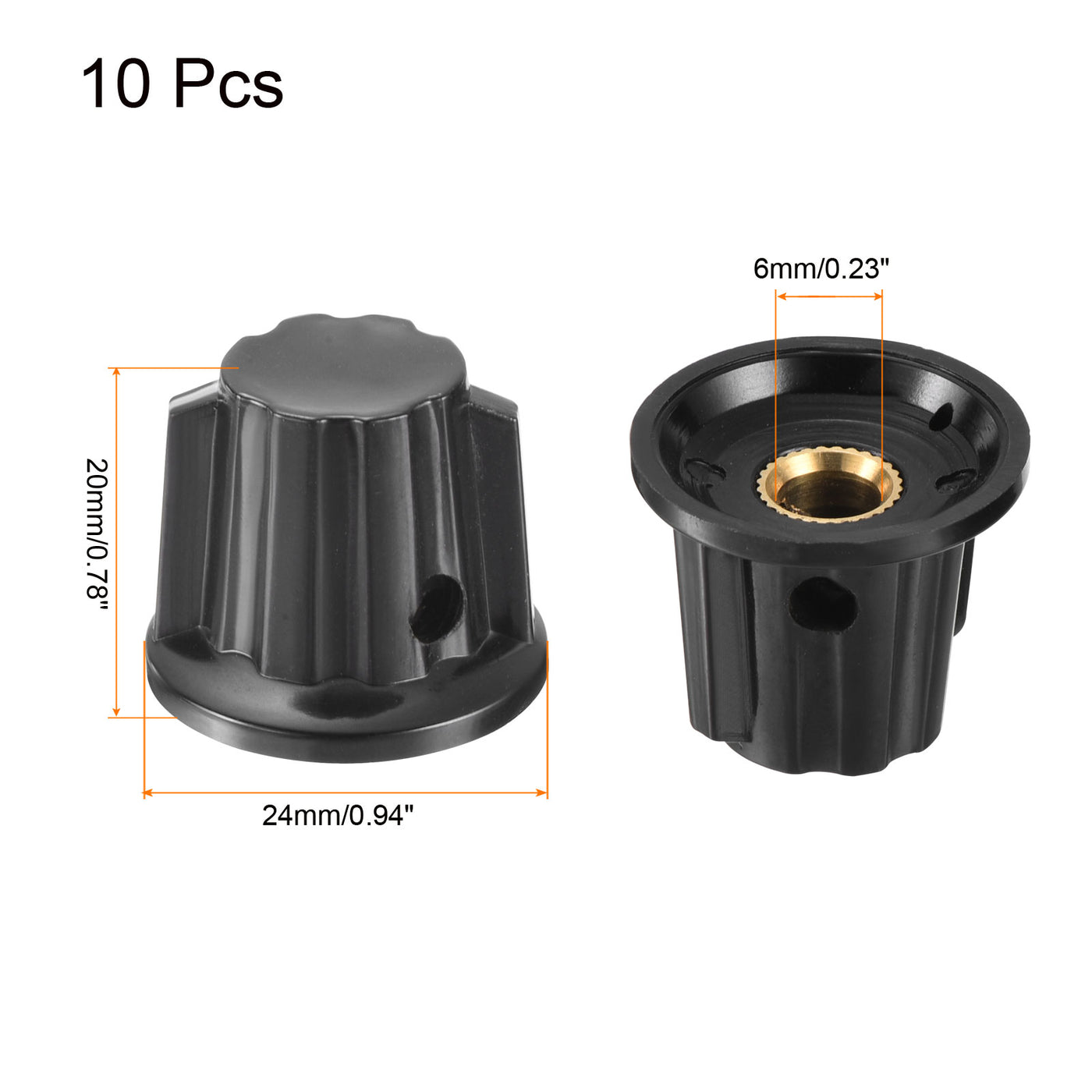 Harfington Potentiometer Knobs Bakelite 24x20mm 6mm Hole with 20pcs Set Screw Black 10PCS