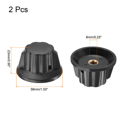 Harfington Potentiometer Knobs Bakelite 39x23mm 6mm Hole with 4pcs Set Screw Black 2PCS