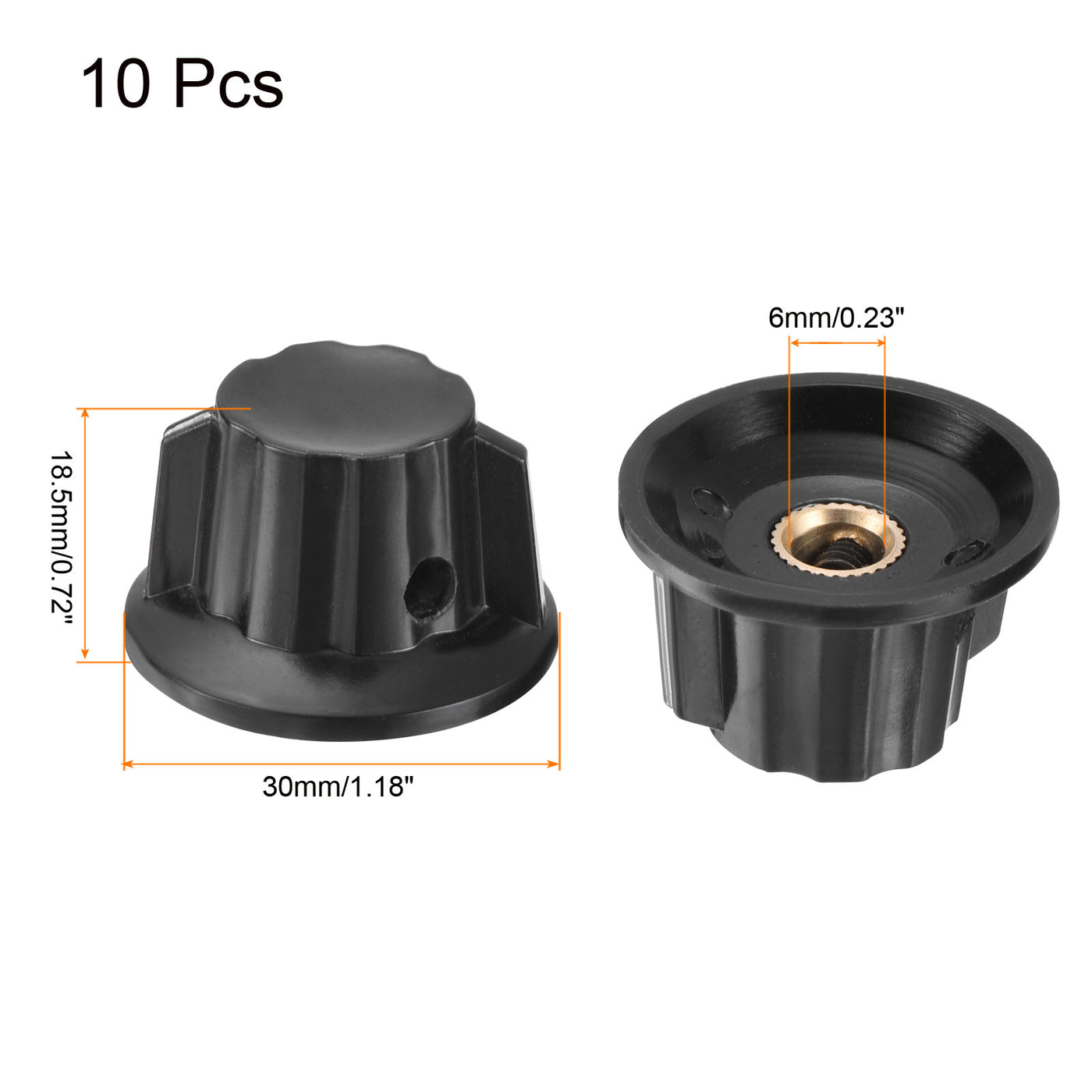 Harfington Potentiometer Knobs Bakelite 30x18.5mm 6mm Hole with 20pcs Set Screw Black 10PCS