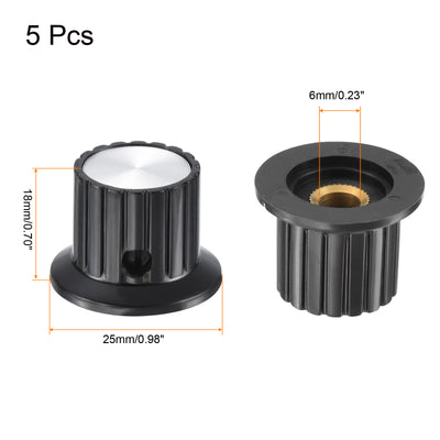 Harfington Potentiometer Knobs Aluminium Alloy 25x18mm 6mm Hole with 5pcs Screws Black 5PCS