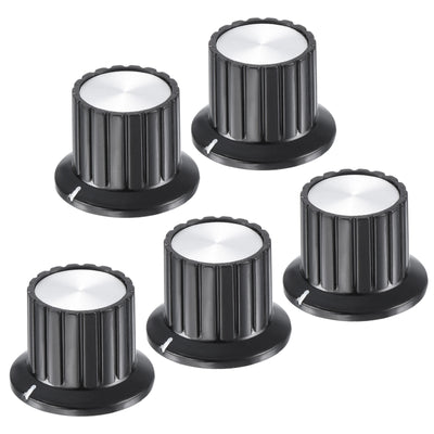 Harfington Potentiometer Knobs Aluminium Alloy 25x18mm 6mm Hole with 5pcs Screws Black 5PCS