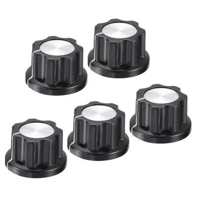 Harfington Potentiometer Knobs Aluminium Alloy 23x14mm 6mm with 5pcs Set Screw Black 5PCS