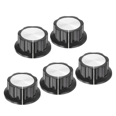 Harfington Potentiometer Knobs Aluminium Alloy 45x20.5mm 6mm with 5pcs Set Screw Black 5PCS