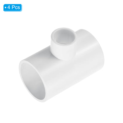 Harfington 1 1/4" x 1/2" 3 Way Tee Pipe Fittings UPVC, 4 Pack Joint Coupling Pipe, White