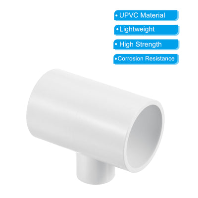 Harfington 1 1/4" x 1/2" 3 Way Tee Pipe Fittings UPVC, 4 Pack Joint Coupling Pipe, White