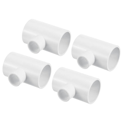 Harfington 1 1/4" x 1/2" 3 Way Tee Pipe Fittings UPVC, 4 Pack Joint Coupling Pipe, White