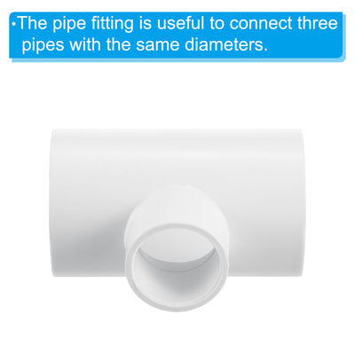 Harfington 1 1/4" x 3/4" 3 Way Tee Pipe Fittings UPVC, Joint Coupling Pipe Adapter, White