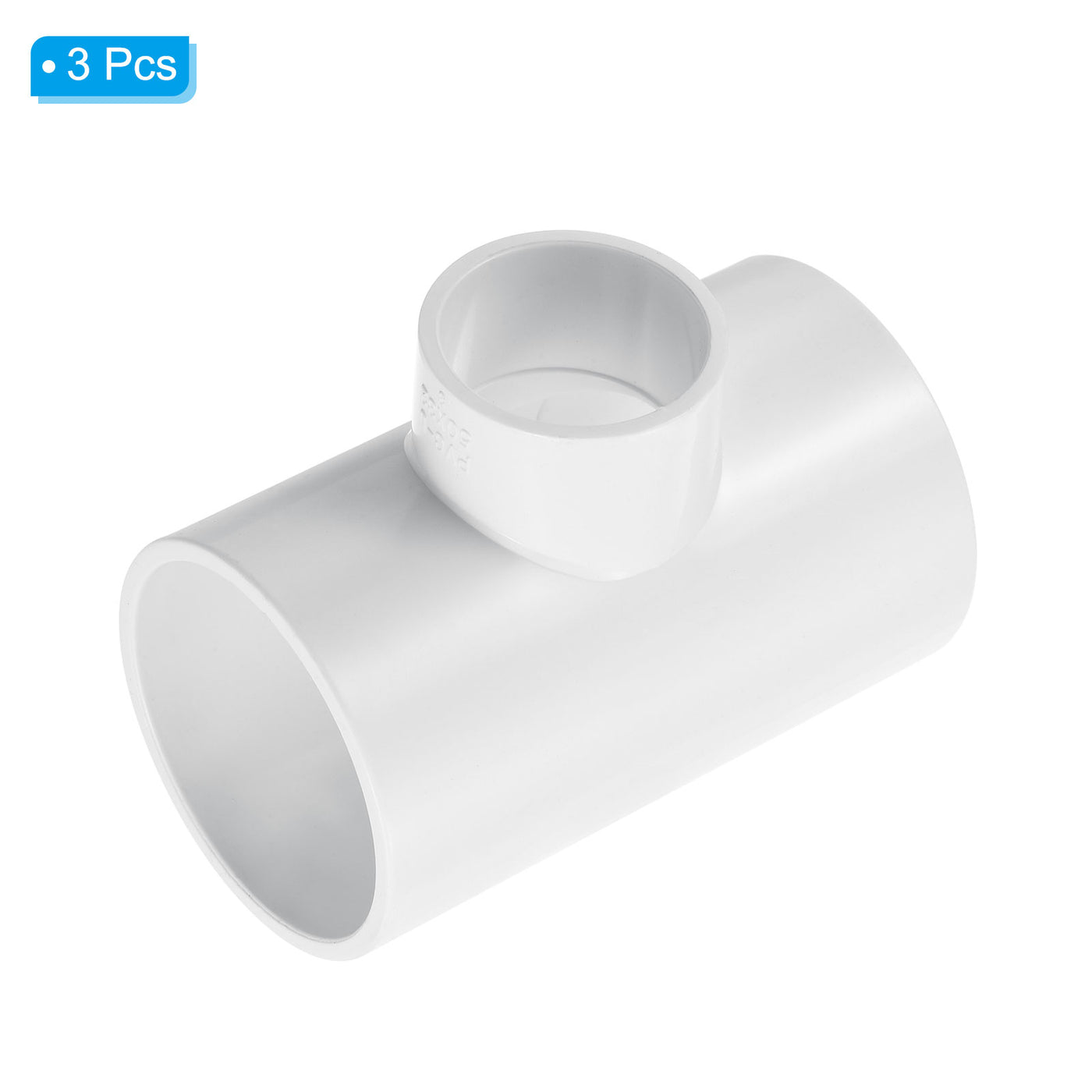 Harfington 1 1/2" x 1" 3 Way Tee Pipe Fittings UPVC, 3 Pack Joint Coupling Pipe, White