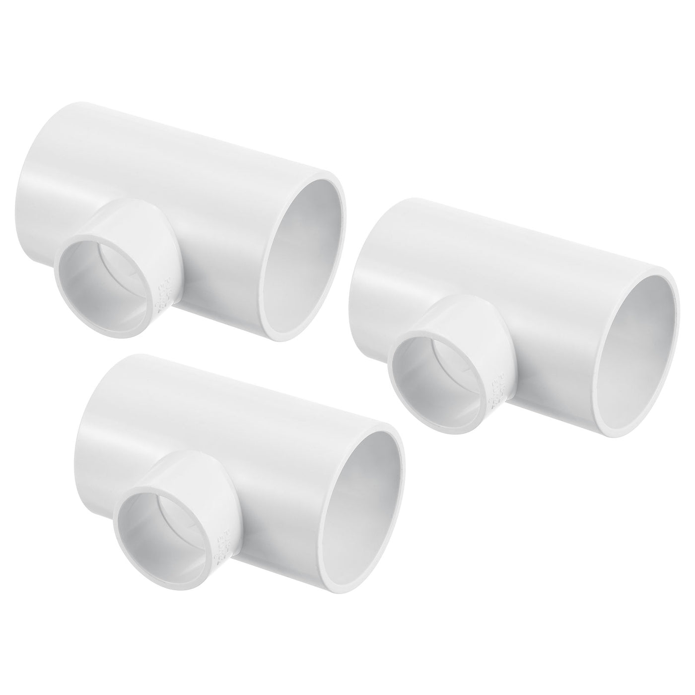 Harfington 1 1/2" x 1" 3 Way Tee Pipe Fittings UPVC, 3 Pack Joint Coupling Pipe, White