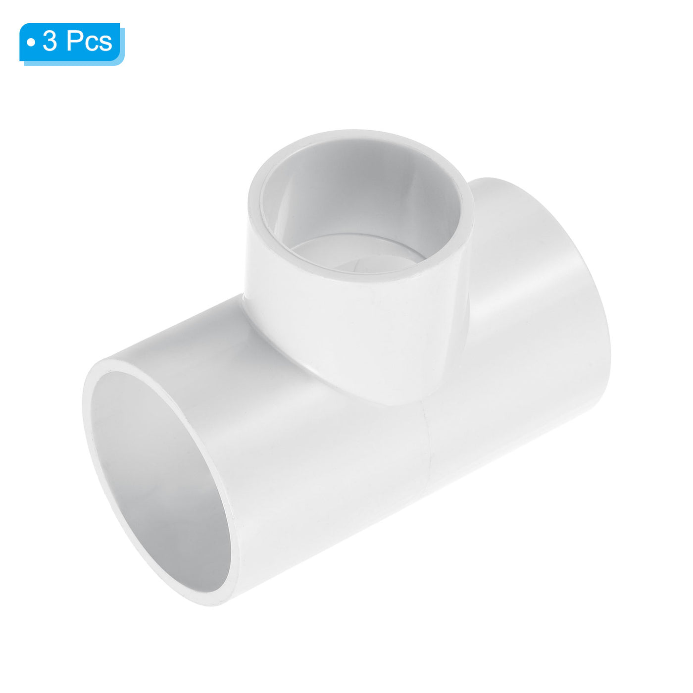 Harfington 1 1/2" x 1 1/4" 3 Way Tee Pipe Fittings UPVC, 3 Pack Joint Coupling Pipe, White