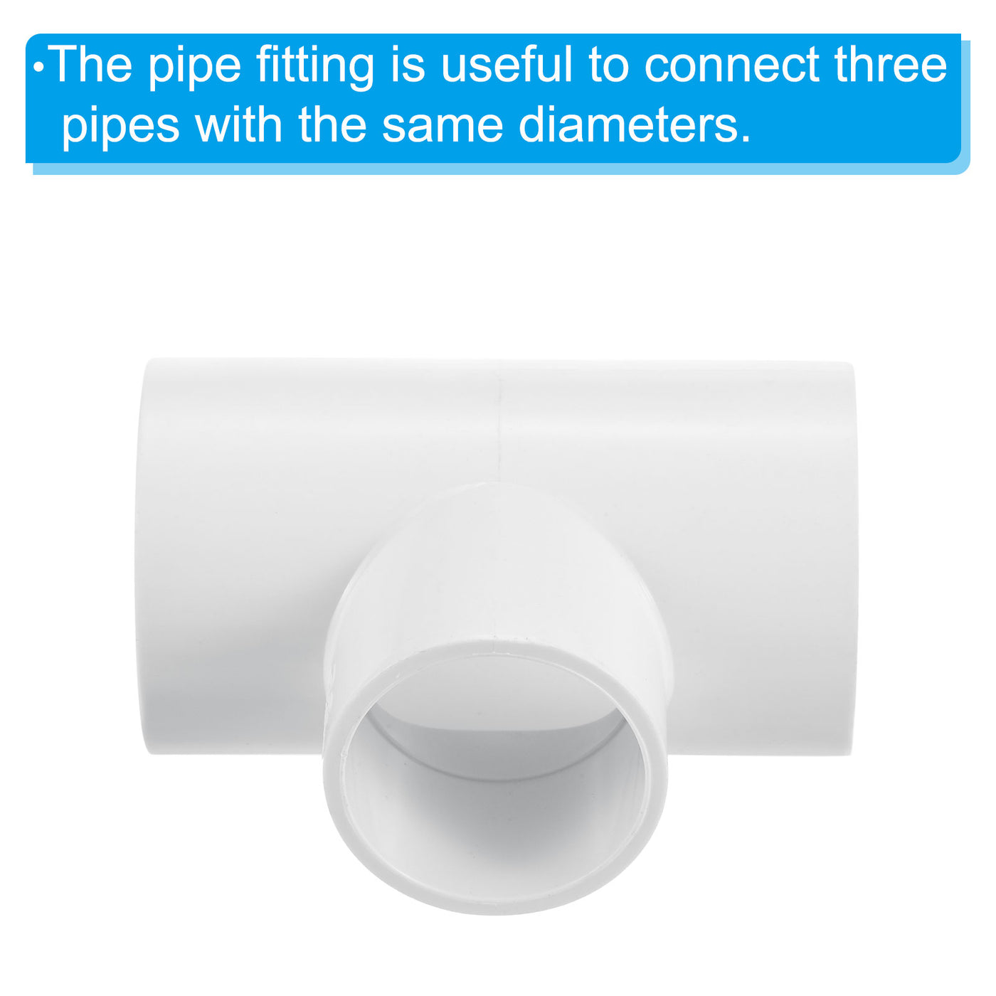 Harfington 1 1/2" x 1 1/4" 3 Way Tee Pipe Fittings UPVC, 3 Pack Joint Coupling Pipe, White